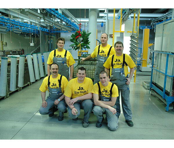 Powder coating instead of wet paint.